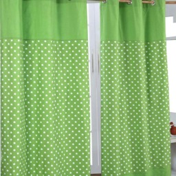 Homescapes Cotton Stars Green Ready Made Eyelet Curtain Pair - 137 x 182 cm Drop Green Green