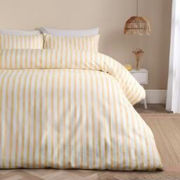 OHS Watercolour Stripe Embossed Bedding Set Duvet Cover with Pillowcase Yellow Lemon King
