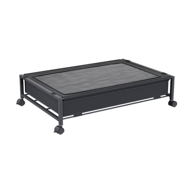 Living and Home Under Bed Steel Storage Organizer Basket with Wheels Black