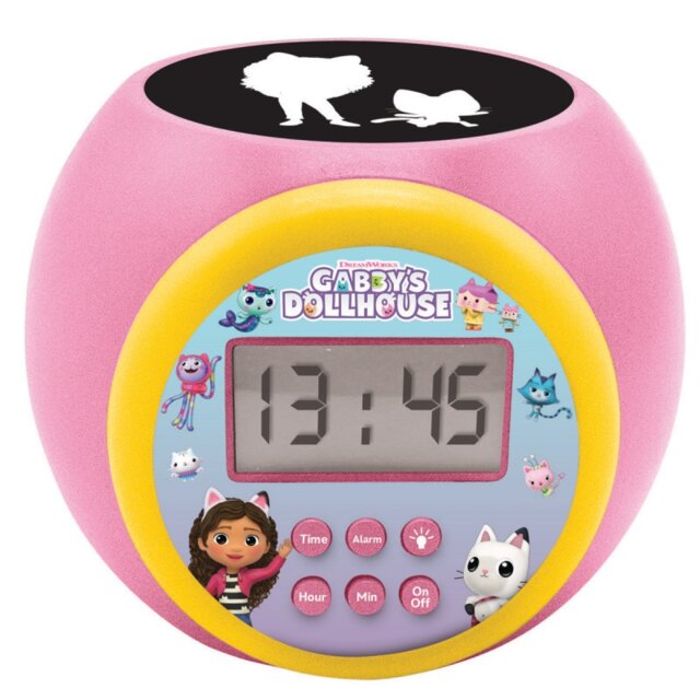 Lexibook RL977GDH Gabby's Dollhouse Childrens Projector Clock with Timer