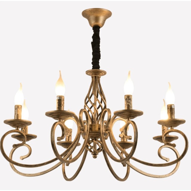 Vintage Chandelier 8 Light Pendant Light Bronze E14 Metal