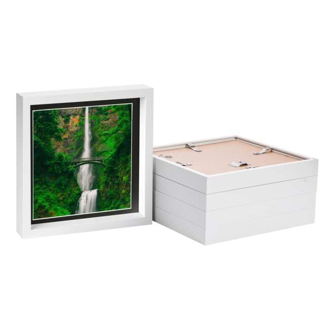 "Nicola Spring 10 x 10"" Photo Frames - Black Mount 3D Photo Frame Picture Frame Box Portrait Display Case & Spacer (53 x 53cm) x5"
