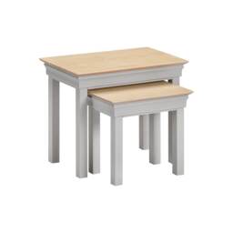 Bordeaux Nest of 2 Tables - Pebble Grey - Oak