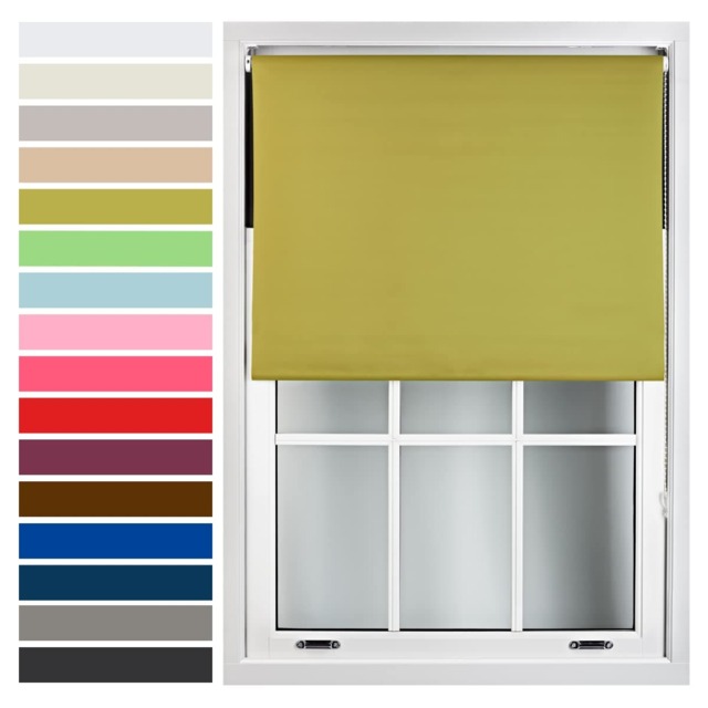 FURNISHED Roller Blind Made to Measure Blackout Fabric with Metal Fittings Easy Fit Green Green (W) 60cm x (L) 210cm