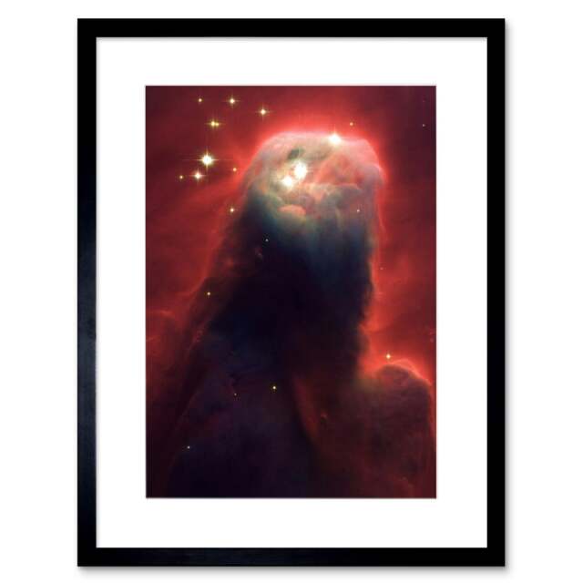 "NASA Hubble Space Cone Nebula NGC 2264 Pillar Of Gas Dust 9x7"" Black Framed Wall Art Print"