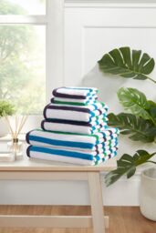 Amalfi Cotton Towels Striped Luxury Soft Quick Dry Absorbent Blue Face cloth 1
