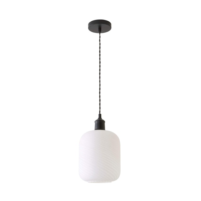 ValueLights Emery Frosted Swirl Shade Black Pendant Ceiling Light Black Frosted