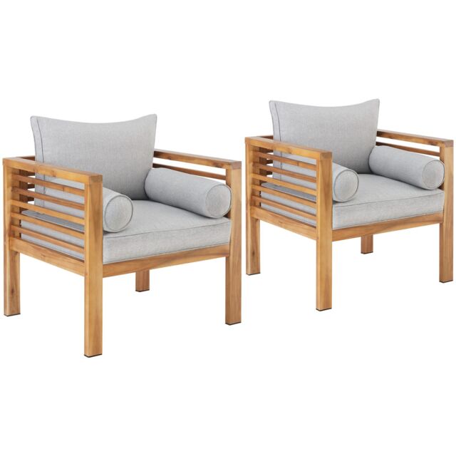 Garden Chair Boka - thick cushions, heat-treated wooden frame, weather-resistant Brown brown One Size 2