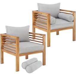Garden Chair Boka - thick cushions, heat-treated wooden frame, weather-resistant Brown brown One Size 2