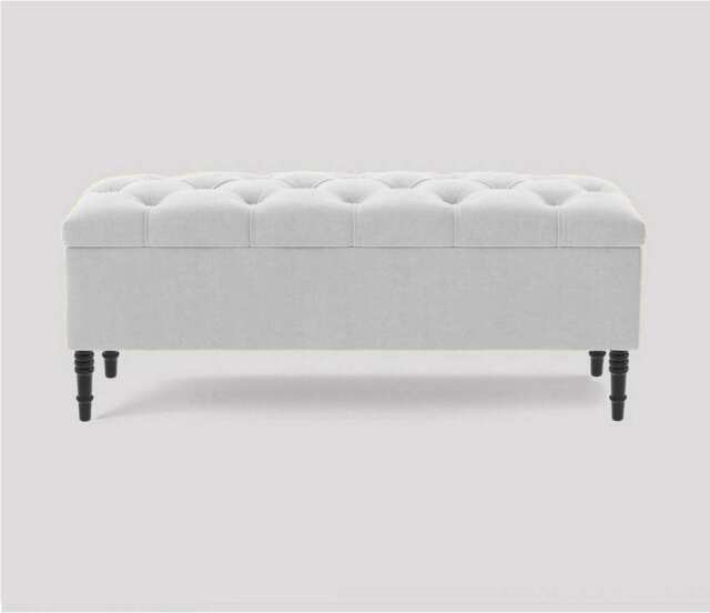 150cm Swiss Chesterfield Ottoman Storage Bench- Plush Velvet Shoe Bench - White Upholstery Footstool with Storage