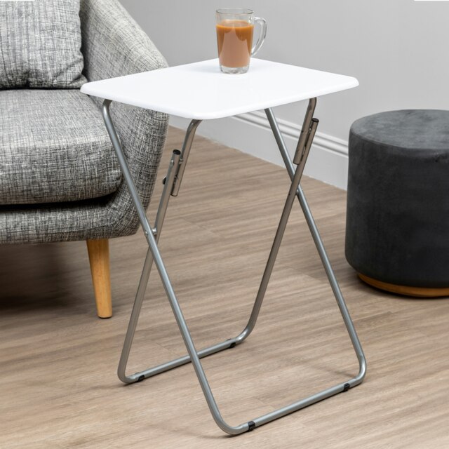 Interiors by Premier Space Saving Folding Table With White Top, Stylish Side Tables For Living Room, Sturdy Coffee Table