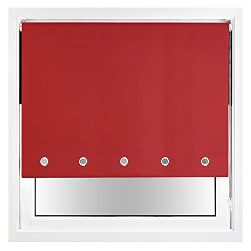 FURNISHED Blackout Roller Blind with Round Eyelets & Metal Fittings Red Red (W) 195cm x (L) 210cm