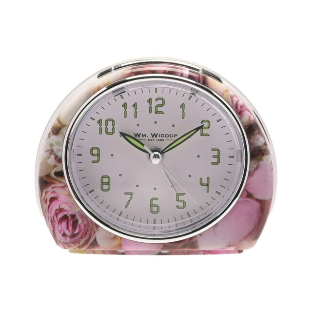 Wm.Widdop Quartz Alarm Clock - Pink Rose Design L/S/C Pink