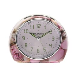 Wm.Widdop Quartz Alarm Clock - Pink Rose Design L/S/C Pink