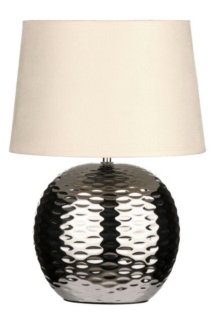 Interiors by Premier Dimple Effect Table Lamp in Chrome with Fabric Shade, Elegant Ceramic Base with Raised Dimple Design, 40W