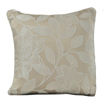 Soft Luxury Jacquard Floral Cushion - 43cm x 43cm White Latte
