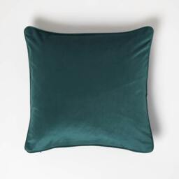 Homescapes Green Filled Velvet Cushion with Piped Edge - 46 x 46 cm Green 46 x 46 cm 1