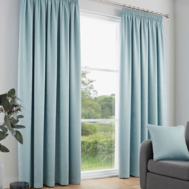 Fusion Galaxy Pencil Pleat Curtains Duck Egg