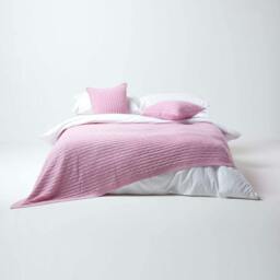 Homescapes Cotton Cable Knit Throw - Pastel Pink - 150 x 200 cm