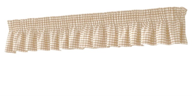 Gingham Kitchen Curtain Pelmet Beige - 353 cm x 25cm