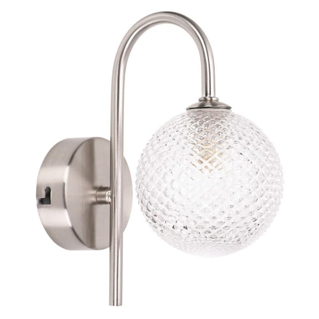 ValueLights Elle Brushed Chrome IP44 Bathroom Wall Light & Bulb Silver