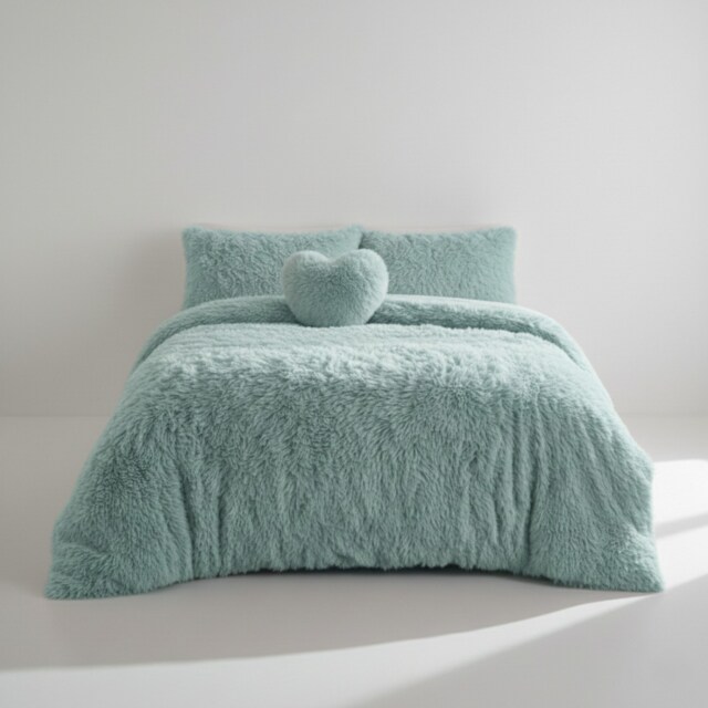 Super Fluffy Duvet Cover Ultra Soft, Cloud-Like Comfort Snug Sleep Blue Duck Egg Blue Double
