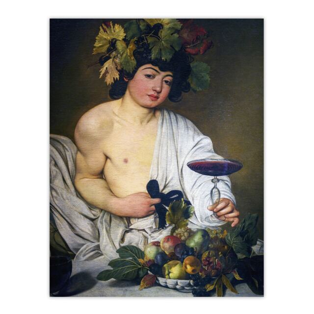 "Bacchus Roman Mythology God Caravaggio Wall Art Poster Print 12X16"""
