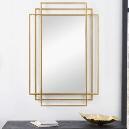 Art Deco Inspired Gold Metal Rectangular Feature Mirror