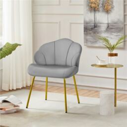 Yaheetech Velvet Accent Chair with Shell-shaped Backrest and Metal Legs
