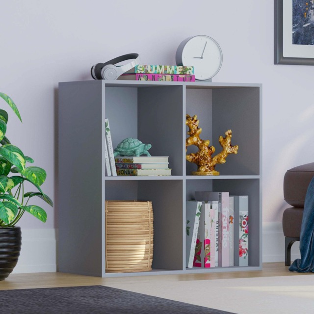 Vida Designs Durham 2x2 Cube Storage Bookcase Display Unit, Grey
