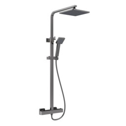 Balterley Empire Square Thermostatic Shower Kit with Fixed Head and Adjustable Handset Silver Brushed Pewter 1
