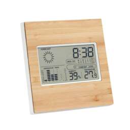 MidOcean Bamboo Digital Desk Clock - Wood - 13cm x 13cm x 2.3cm Brown