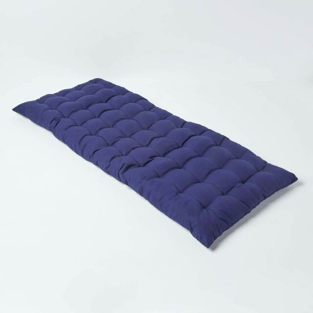 Homescapes Garden Bench Cushion Luxury 2 Seater Cotton Indoor Outdoor Seat Pad Navy Blue 108 x 42 cm 1