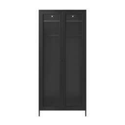 Storm 2 Door Wardrobe - Steel/Glass - L50 x W85 x H180.5 cm - Black - Flat Packed