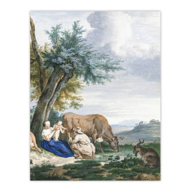 Peasant Family and cattle Landscape Schouman Huge Wall Art Print 18X24 In