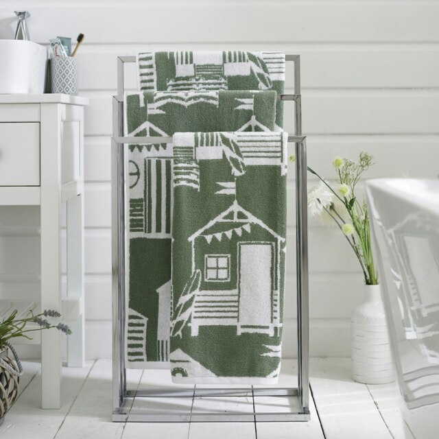 Kings Parade 100% Cotton Towels – Supersoft 550 GSM, Yarn-Dyed, Coastal-Inspired Jacquard Design Green Olive Bath towel