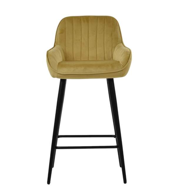 Lakeland Furniture Hamilton Camel Cream Velvet Black Fixed Leg Base 1 Bar Stool