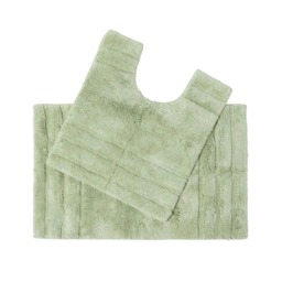 Homescapes Spa Supreme Luxury Sage Green Bath Mat and Pedestal Set