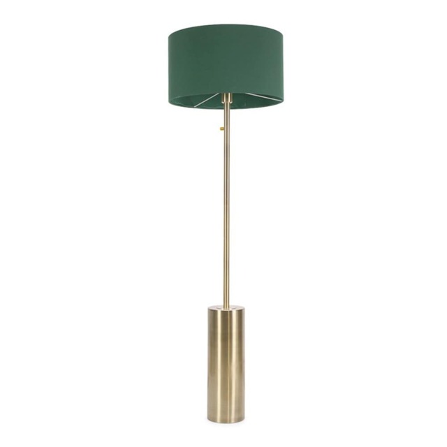ValueLights Lexy Antique Brass Dimmable Floor Lamp Forest Green Shade Green