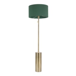 ValueLights Lexy Antique Brass Dimmable Floor Lamp Forest Green Shade Green