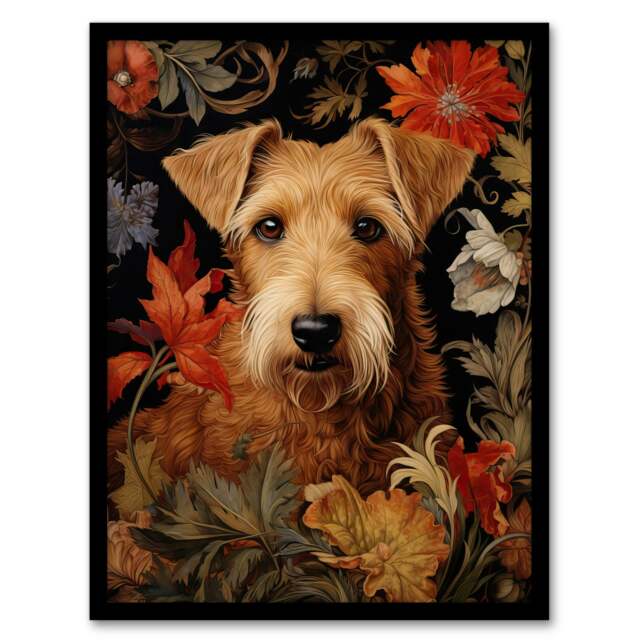 Golden Irish Terrier Dog On Elegant Home Decor Black Framed Wall Art Print A4