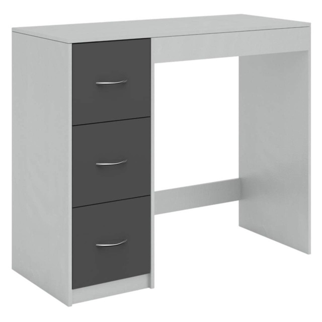 3-Drawer Wooden Desk and Dressing Table - Multi-Functional, 79.5x93x40 cm Grey Cool Grey & Black 22.5 x 43.5 x 98.5 1