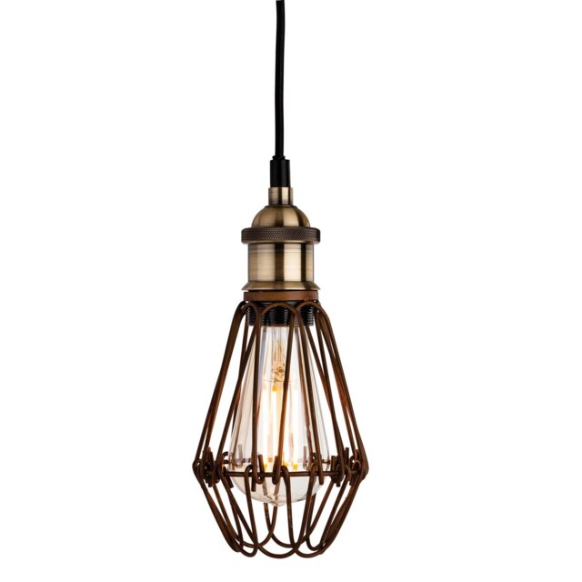Arcade 1 Light Ceiling Pendant Rustic Brown, E27