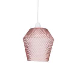 Porter - Pink Textured Glass Easy Fit Pendant Shade Pink Small 1