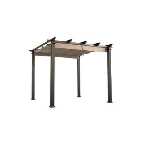 Seville Gazebo Outdoor Garden BBQ Shelter, Party Tent with Retractable Canopy - L300 x W300 x H260 cm - Mocha/Beige