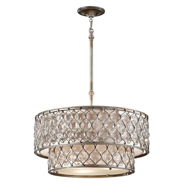 Lucia 6 Light Cylindrical Chandelier Pendant Polished Silver Finish, E27