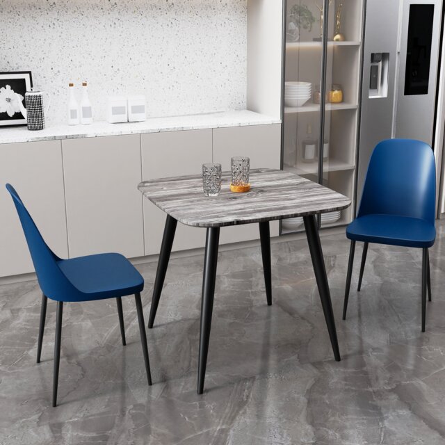 Aspen Grey Oak Effect 80cm Square Dining Table with 2 Moulded Duo Design Chairs - Compact Kitchen and Dining Set Grey Grey Oak Effect One Size 1