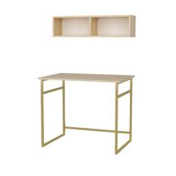 Decorotika Hussum Metal Frame Computer Desk with Wall Shelf - 90 cm W x 75 cm H x 60 cm D