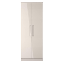 Lyon Tall Double Wardrobe in Kashmir Gloss & Kashmir (Ready Assembled) Cream Kashmir Gloss & Kashmir