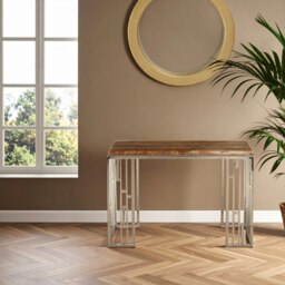 Organic Luxurious Console Table With Onyx Stone Top, Sturdy Console Table, Versatile Design Modern Table Cream